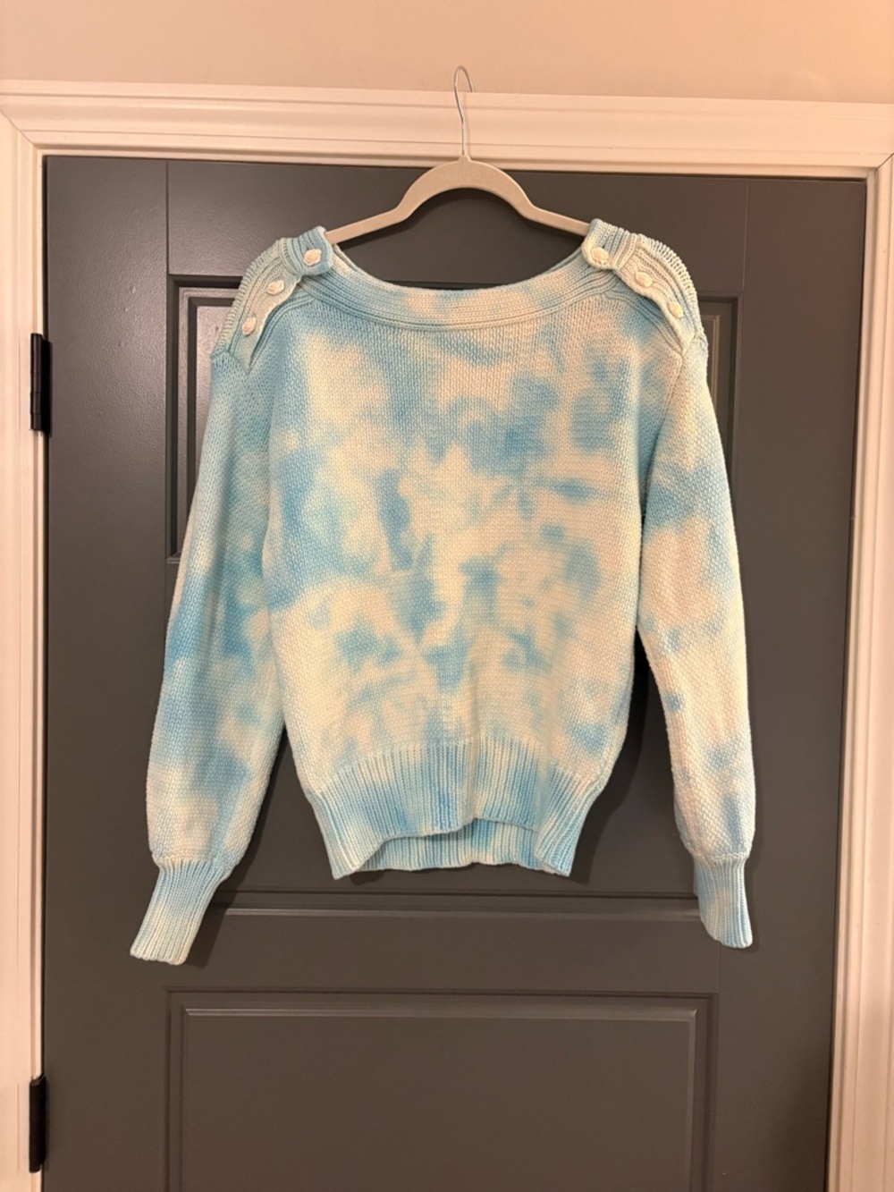 LoveShackFancy Gallatin Pullover Sweater Soft Aqua Hand Dye XS - Picture 4 of 7